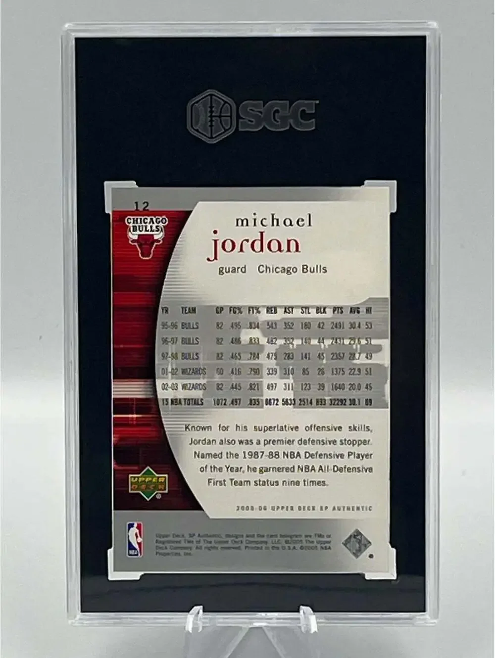 Michael Jordan SGC 10 Gem Mint 2005-06 UD SP Authentic #12 NBA Chicago Bulls